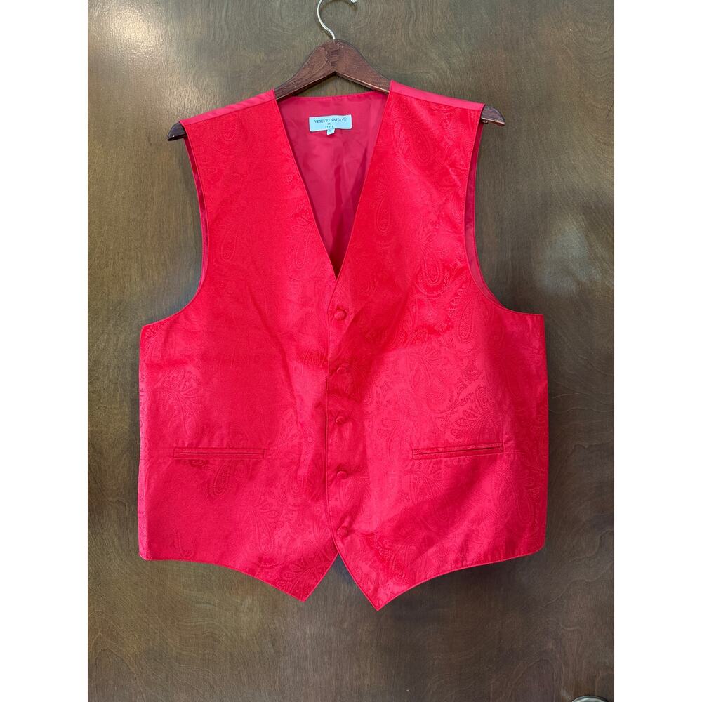 Y2K Vesuvio Napoli Italian red paisley print dress vest